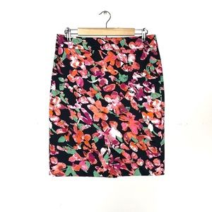 Ann Taylor Navy Blue Floral Pencil Skirt Size 8